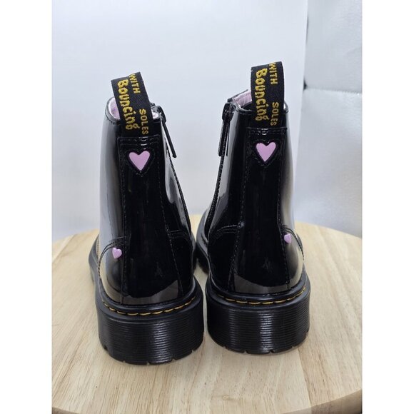 Dr Martens 1460 Y Bex Heart Zip Black Patent Leather Zip Ankle Boots Size US 5 - Picture 5 of 9